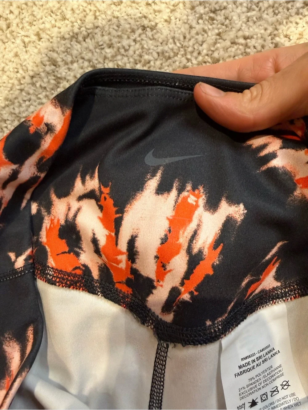 Nike High-Rise Sunburst Tie Dye Biker Shorts Black Orange Size Medium